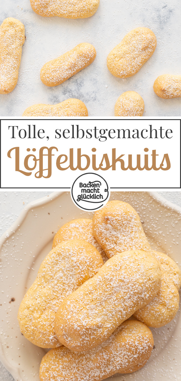 Einfaches Löffelbiskuits-Rezept. Die Biskotte eigenen sich als Zutat für Tiramisu und Co, pur zum Vernaschen oder als Babysnack.