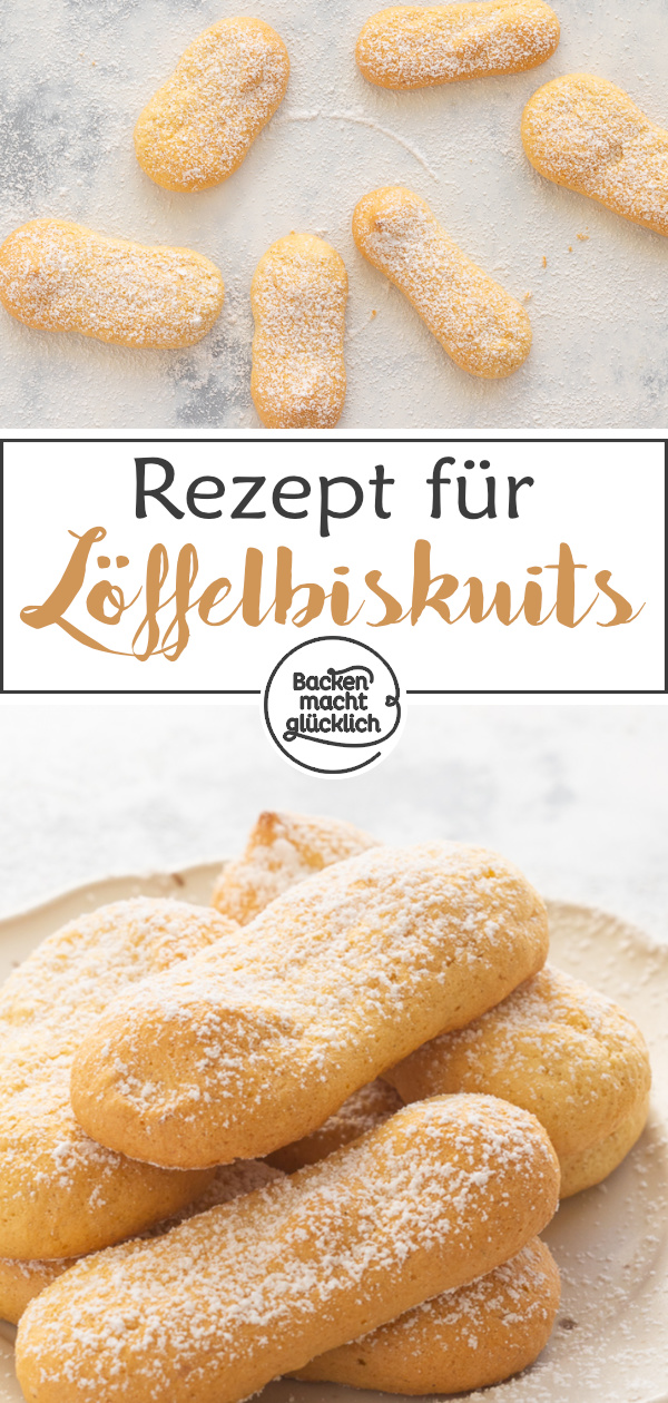 Einfaches Löffelbiskuits-Rezept. Die Biskotte eigenen sich als Zutat für Tiramisu und Co, pur zum Vernaschen oder als Babysnack.