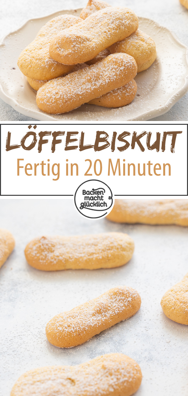 Einfaches Löffelbiskuits-Rezept. Die Biskotte eigenen sich als Zutat für Tiramisu und Co, pur zum Vernaschen oder als Babysnack.