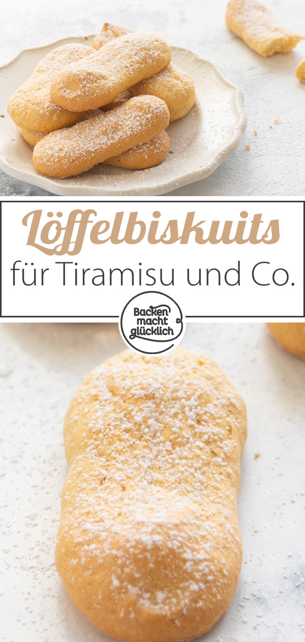 Einfaches Löffelbiskuits-Rezept. Die Biskotte eigenen sich als Zutat für Tiramisu und Co, pur zum Vernaschen oder als Babysnack.