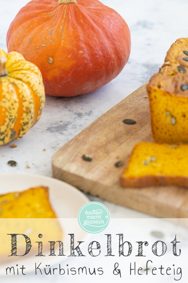 Tolles Kürbisbrot mit Hefeteig. Das Kürbis-Dinkelbrot ist super fluffig, saftig, leuchtend-orange und herbstlich.