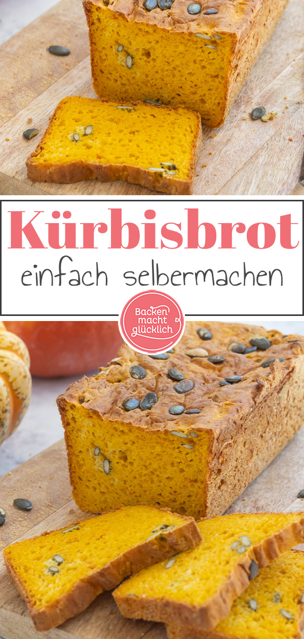 Tolles Kürbisbrot mit Hefeteig. Das Kürbis-Dinkelbrot ist super fluffig, saftig, leuchtend-orange und herbstlich.