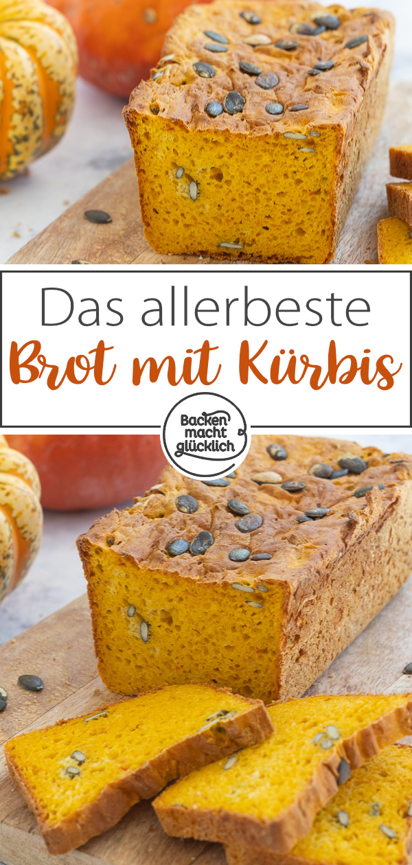 Tolles Kürbisbrot mit Hefeteig. Das Kürbis-Dinkelbrot ist super fluffig, saftig, leuchtend-orange und herbstlich.