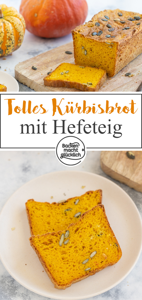 Tolles Kürbisbrot mit Hefeteig. Das Kürbis-Dinkelbrot ist super fluffig, saftig, leuchtend-orange und herbstlich.