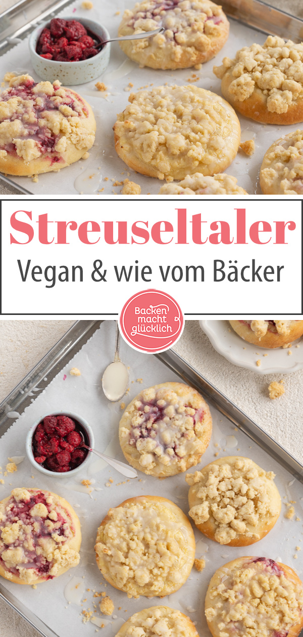 Streuseltaler sind der Klassiker aus der Bäckerei mal ohne Ei, Milch und Butter. Mit diesem Rezept werden die Streuseltaler super variabel und unglaublich lecker.