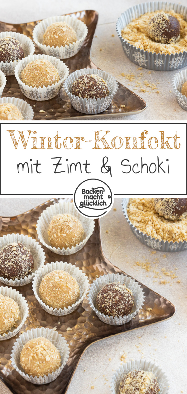 Himmlisches Konfekt mit Zimtwaffeln und weißer oder dunkler Schokolade. Einfach und schnell zuzubereiten. Die Zimtkugeln sind eine perfekte Nascherei in der kalten Jahreszeit.