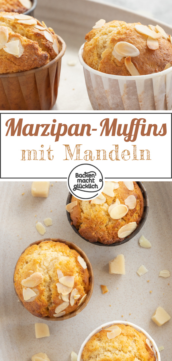 Saftige, schnelle Muffins mit Marzipan, die direkt für winterlich-weihnachtliche Stimmung sorgen. Im Grunde schmecken die Marzipanmuffins aber das ganze Jahr über köstlich.