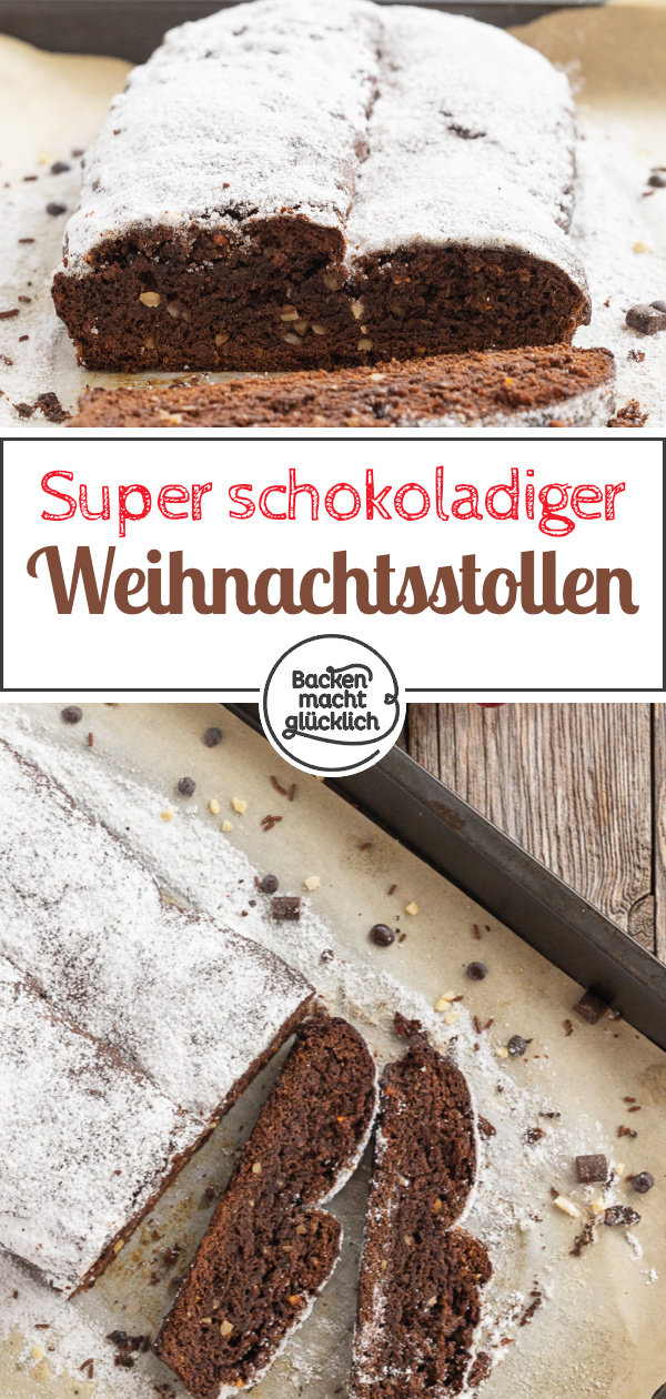 Köstliche Variante des klassischen Weihnachtsstollens: Diesen Schokoladen-Stollen mit Mandeln müsst ihr einfach testen!