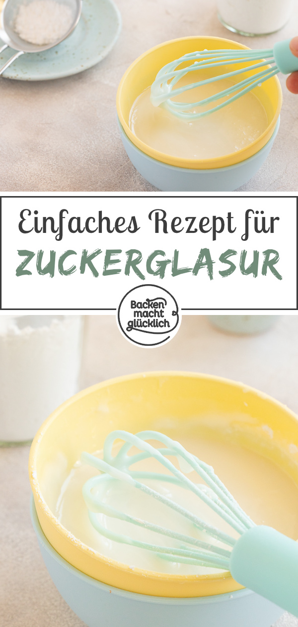 Mit diesem Grundrezept könnt ihr Zuckerglasur für Plätzchen, Muffins, Kuchen, Amerikaner und Co. einfach selber machen. Den Zuckerguss könnt ihr auch wunderbar variieren.