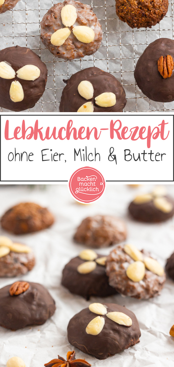 Tolles Rezept für saftige vegane Lebkuchen ohne Eier, Butter & Milch. Diese Variante für weihnachtliche Lebkuchen müsst ihr einfach nachbacken!