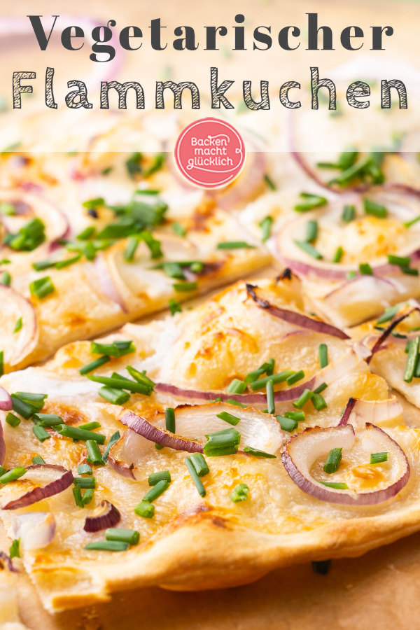 Dieser Flammkuchen mit roter Zwiebel ist sozusagen der Klassiker mal ohne Speck. Dieses einfache Flammkuchenrezept ist perfekt für kalte Tage im Herbst und Winter.