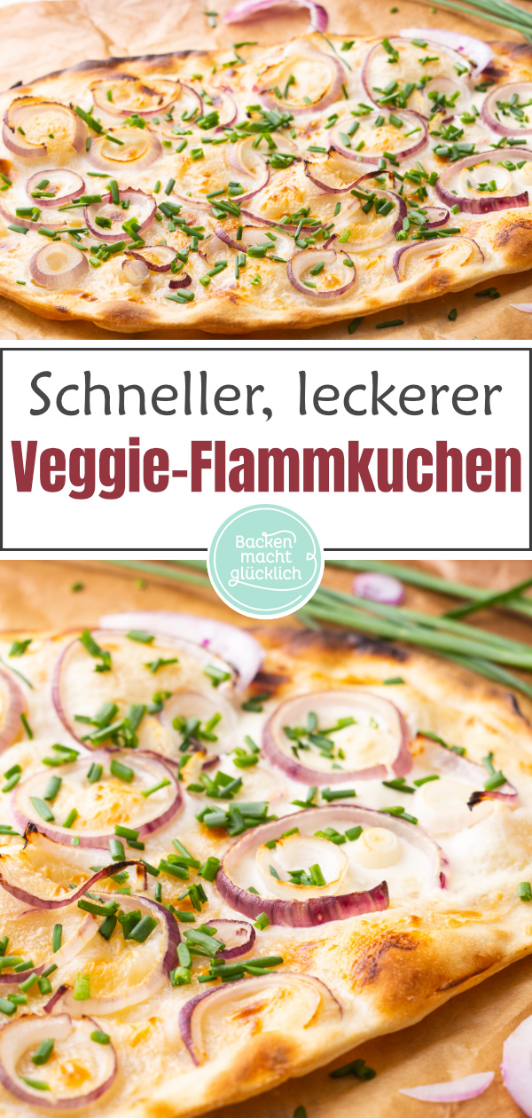 Dieser Flammkuchen mit roter Zwiebel ist sozusagen der Klassiker mal ohne Speck. Dieses einfache Flammkuchenrezept ist perfekt für kalte Tage im Herbst und Winter.