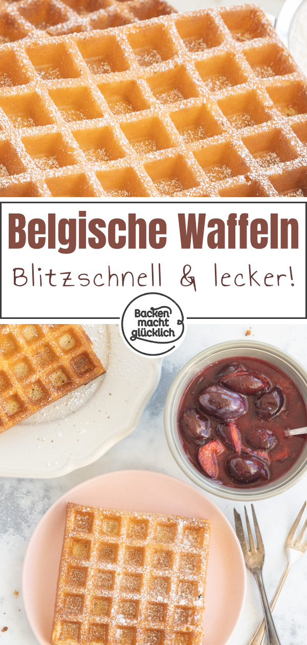 Das beste schnelle Rezept für Original Belgische Waffeln. Die Waffeln aus Belgien sind außen knusprig & innen fluffig.
