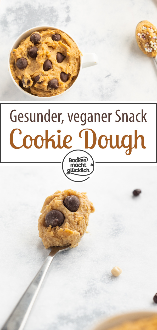 Dieser Kichererbsen Cookie Dough ist vegan, zuckerfrei & richtig lecker: Dieser rohe Keksteig zum Löffeln ist ein toller Snack, wenn´s mal etwas ausgewogener sein darf.