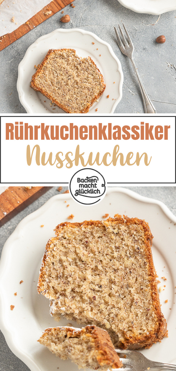 Omas einfaches Rezept für einen saftigen, flaumigen Haselnusskuchen. Aus gutem Grund ist der Nusskuchen ein so beliebter Klassiker!