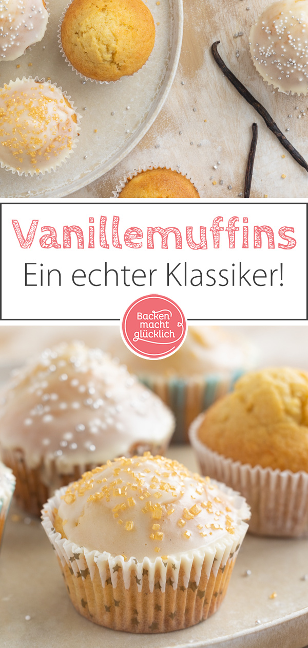 Einfaches, schnelles Rezept für saftige Muffins mit Vanillejoghurt. Die Vanillemuffins sind ein echter Klassiker, der sich wunderbar abwandeln lässt.