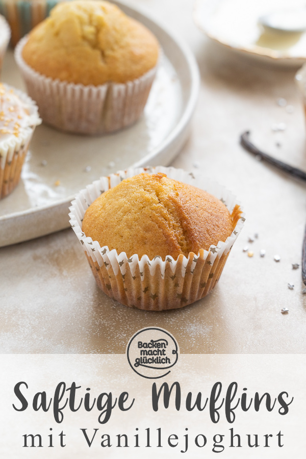 Einfaches, schnelles Rezept für saftige Muffins mit Vanillejoghurt. Die Vanillemuffins sind ein echter Klassiker, der sich wunderbar abwandeln lässt.