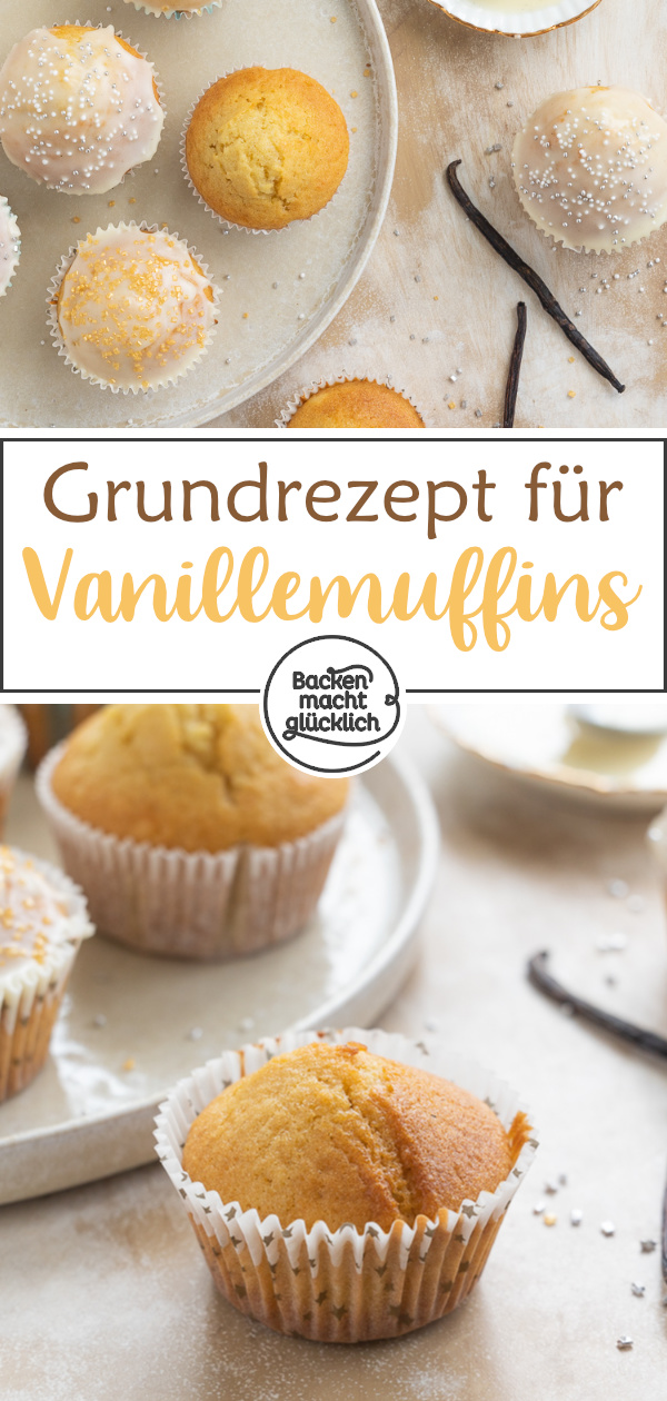 Einfaches, schnelles Rezept für saftige Muffins mit Vanillejoghurt. Die Vanillemuffins sind ein echter Klassiker, der sich wunderbar abwandeln lässt.