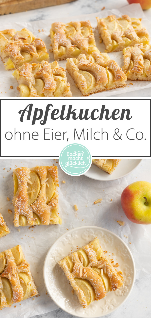 Dieser einfache vegane Apfelkuchen vom Blech ohne Ei, Butter und Milch schmeckt herrlich. Der Rührkuchen mit Äpfeln ist einfach, saftig, schnell.