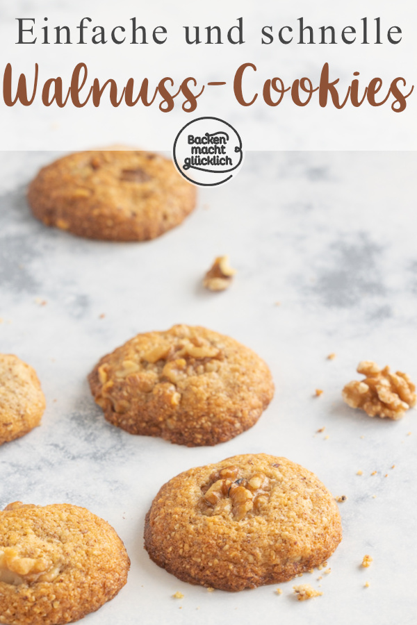 Diese super aromatischen Walnuss-Cookies sind schnell und einfach gemacht. Die amerikanischen Kekse sind crunchy und chewy.