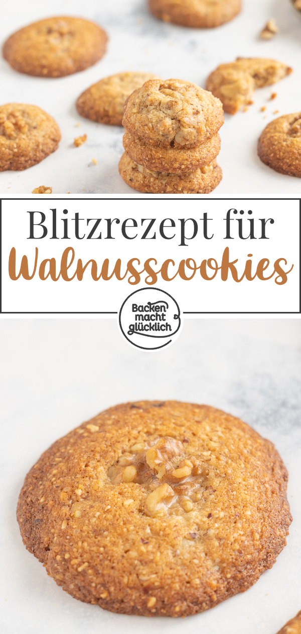 Diese super aromatischen Walnuss-Cookies sind schnell und einfach gemacht. Die amerikanischen Kekse sind crunchy und chewy.