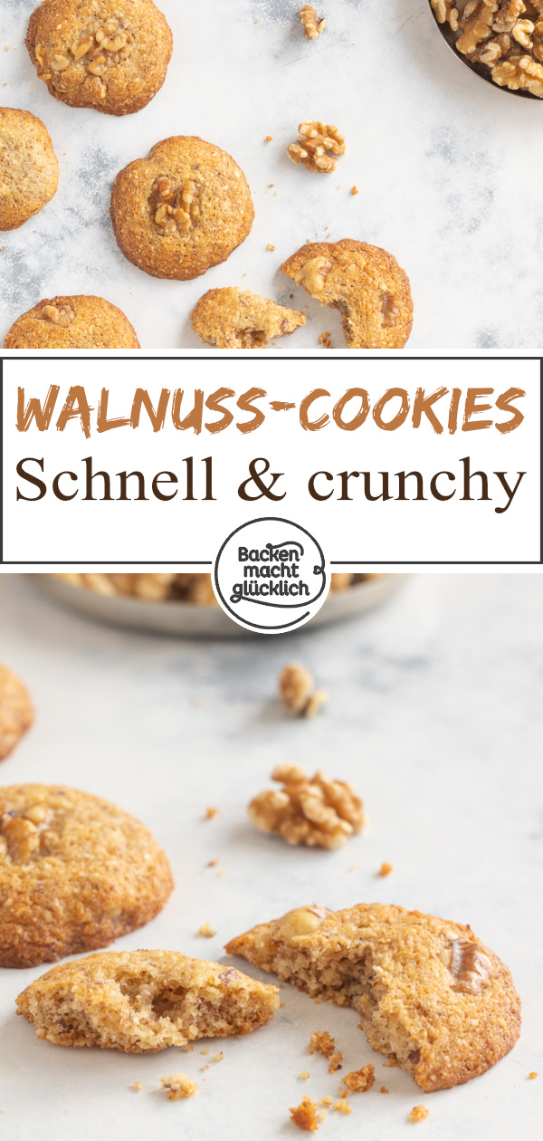 Diese super aromatischen Walnuss-Cookies sind schnell und einfach gemacht. Die amerikanischen Kekse sind crunchy und chewy.