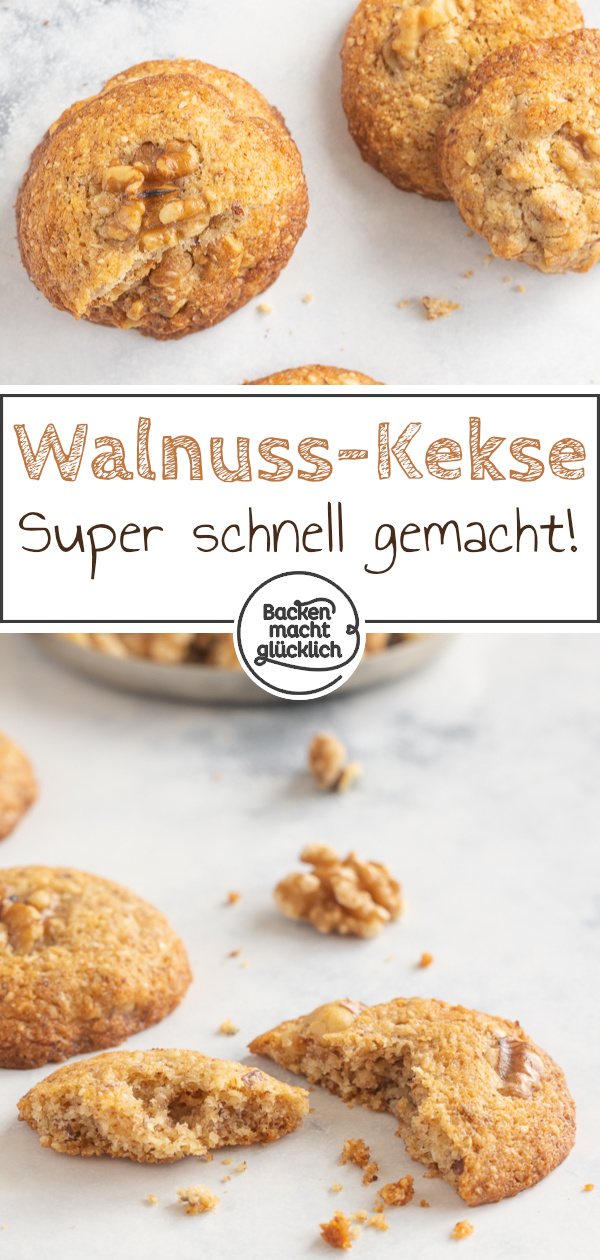 Diese super aromatischen Walnuss-Cookies sind schnell und einfach gemacht. Die amerikanischen Kekse sind crunchy und chewy.