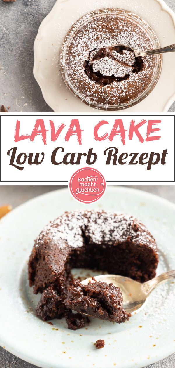 Low Carb Lava Cake ohne Zucker und Mehl: Diese Low Carb Schokoküchlein mit flüssigem Kern schmecken himmlisch.
