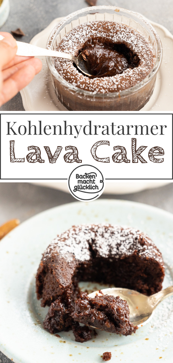 Low Carb Lava Cake ohne Zucker und Mehl: Diese Low Carb Schokoküchlein mit flüssigem Kern schmecken himmlisch.