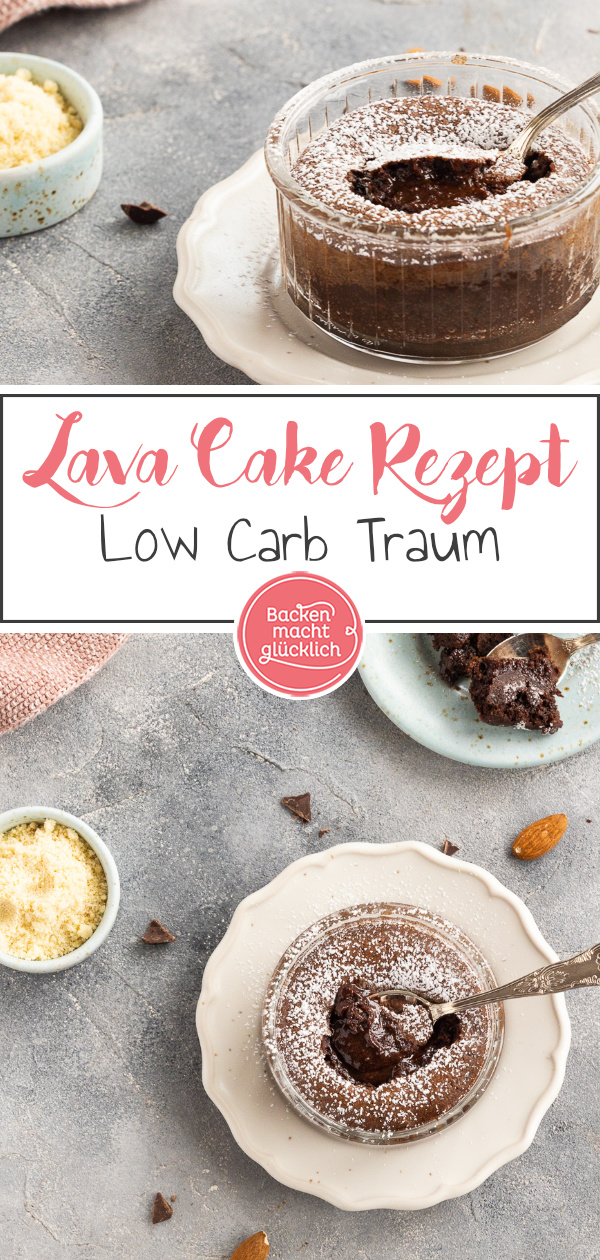 Low Carb Lava Cake ohne Zucker und Mehl: Diese Low Carb Schokoküchlein mit flüssigem Kern schmecken himmlisch.