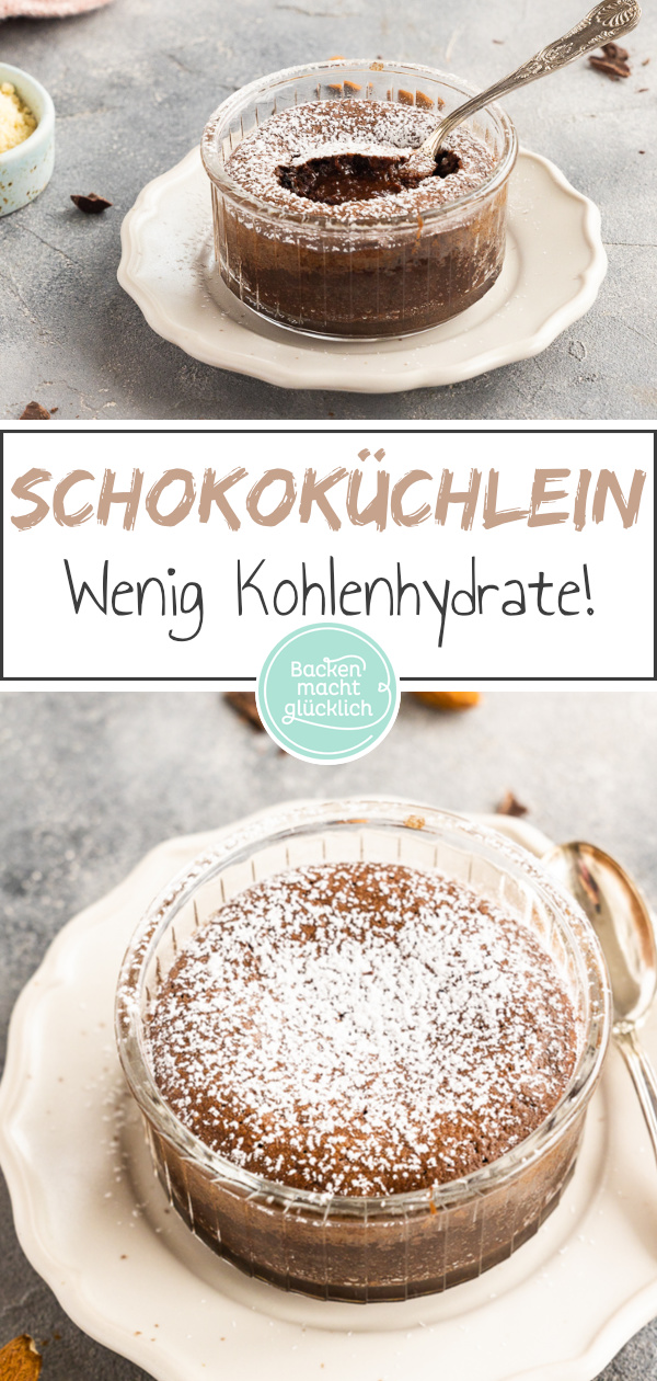 Low Carb Lava Cake ohne Zucker und Mehl: Diese Low Carb Schokoküchlein mit flüssigem Kern schmecken himmlisch.