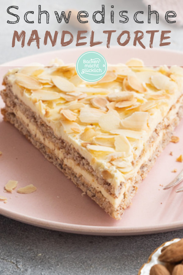 Ein Tortentraum aus zartem Mandelbiskuit und feiner Vanillecreme. So einfach kann man Schwedische Mandeltorte selber machen! 