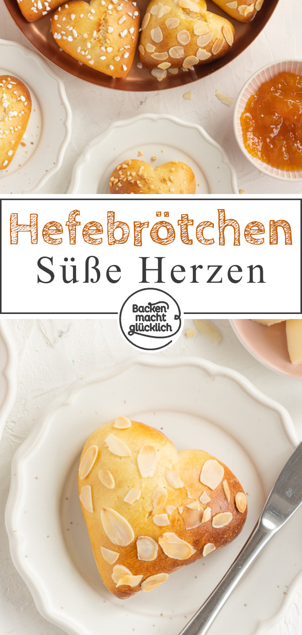 Mit süßen Brötchen in Herzform sorgt ihr garantiert für Begeisterung an Muttertag oder Valentinstag. Die Herzbrötchen gleich testen!