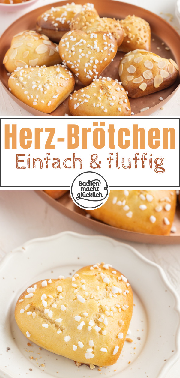 Mit süßen Brötchen in Herzform sorgt ihr garantiert für Begeisterung an Muttertag oder Valentinstag. Die Herzbrötchen gleich testen!