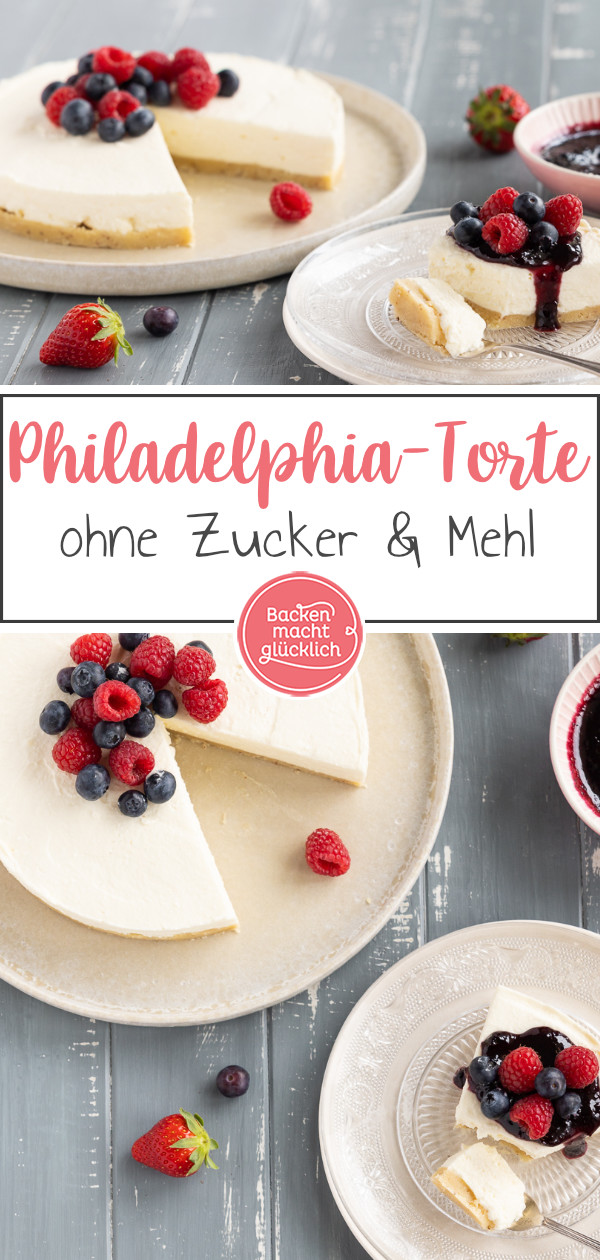 Low Carb Philadelphia Torte ohne Zucker: einfach, schnell, köstlich! Diesen Low Carb Frischkäsekuchen ohne Backen müsst ihr testen ♥