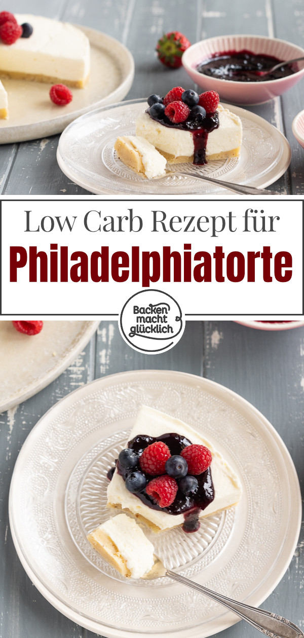 Low Carb Philadelphia Torte ohne Zucker: einfach, schnell, köstlich! Diesen Low Carb Frischkäsekuchen ohne Backen müsst ihr testen ♥