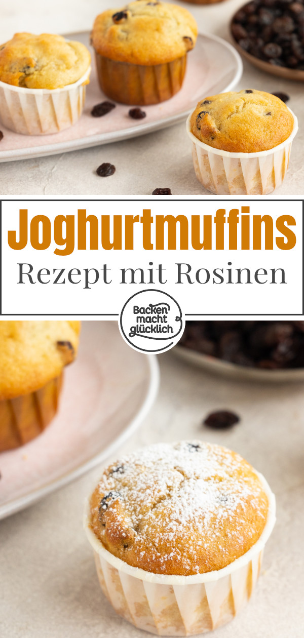 Die besten Rosinen-Muffins mit Joghurt: einfach und schnell gemacht, super saftig und fruchtig ♥ Gleich nachbacken!