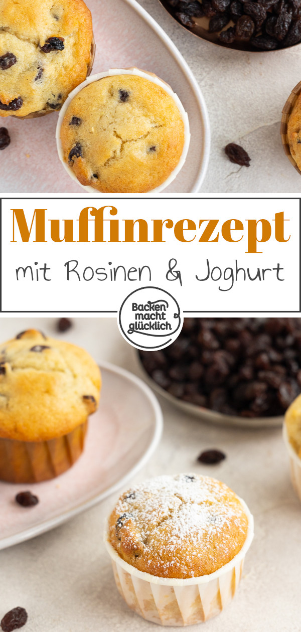 Die besten Rosinen-Muffins mit Joghurt: einfach und schnell gemacht, super saftig und fruchtig ♥ Gleich nachbacken!