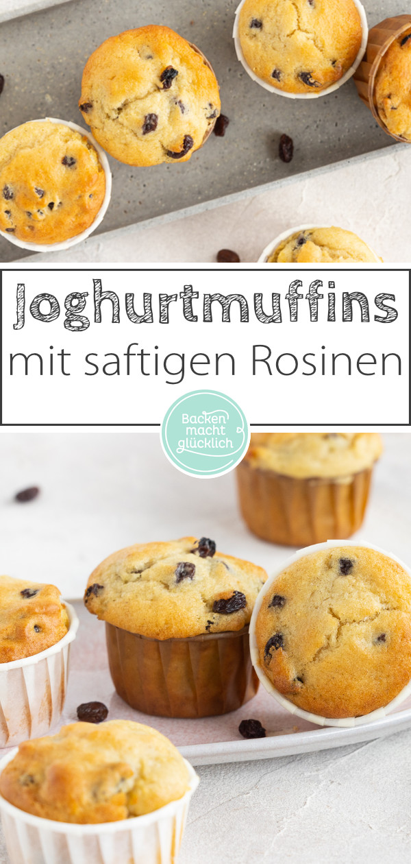 Die besten Rosinen-Muffins mit Joghurt: einfach und schnell gemacht, super saftig und fruchtig ♥ Gleich nachbacken!