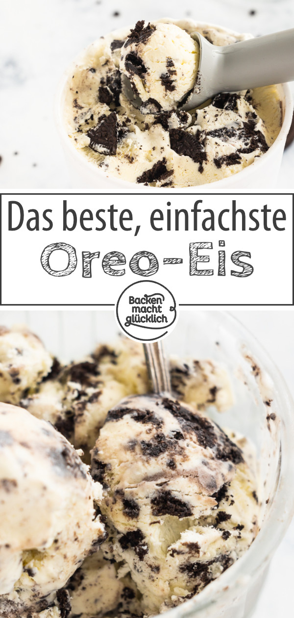 Köstliches Oreo Eis selber machen ist so einfach: ohne Eismaschine, ohne Ei, aus nur 3 Zutaten. Dieses Schoko-Keks-Eis wird perfekt!