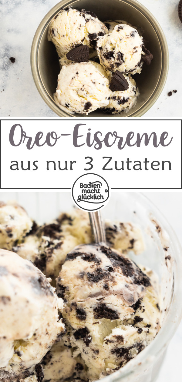 Köstliches Oreo Eis selber machen ist so einfach: ohne Eismaschine, ohne Ei, aus nur 3 Zutaten. Dieses Schoko-Keks-Eis wird perfekt!