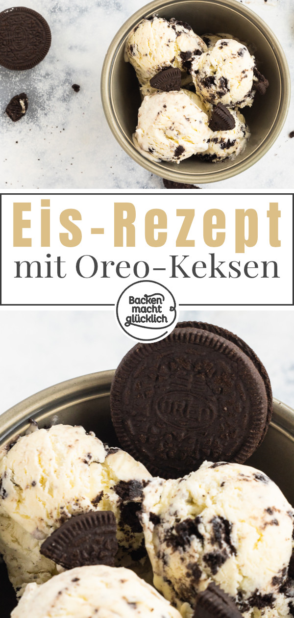 Köstliches Oreo Eis selber machen ist so einfach: ohne Eismaschine, ohne Ei, aus nur 3 Zutaten. Dieses Schoko-Keks-Eis wird perfekt!