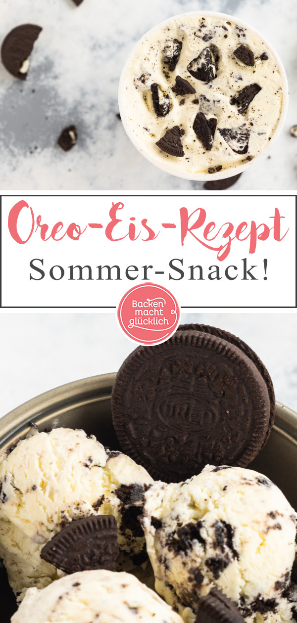 Köstliches Oreo Eis selber machen ist so einfach: ohne Eismaschine, ohne Ei, aus nur 3 Zutaten. Dieses Schoko-Keks-Eis wird perfekt!