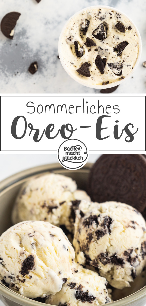 Köstliches Oreo Eis selber machen ist so einfach: ohne Eismaschine, ohne Ei, aus nur 3 Zutaten. Dieses Schoko-Keks-Eis wird perfekt!