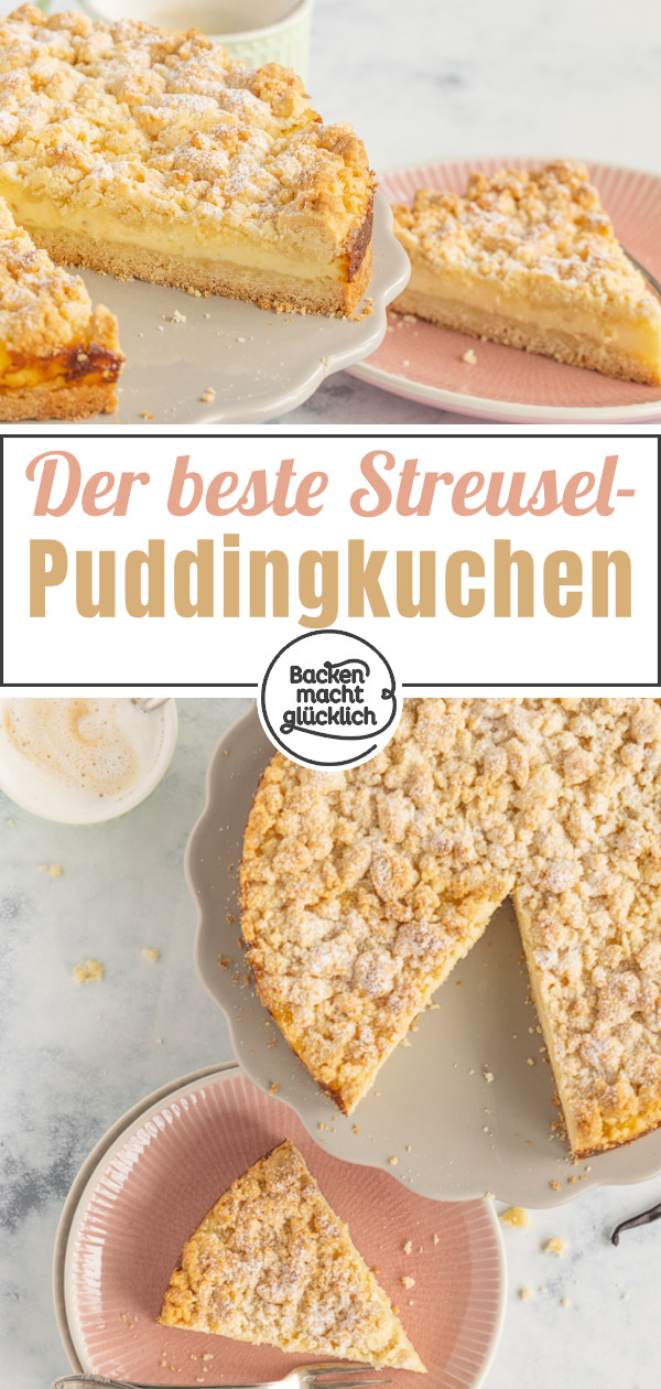 Himmlischer Streuselkuchen mit Pudding. Die perfekte Kombi aus buttrigem Teig und feiner Vanillecreme. Schnell, einfach & so lecker!