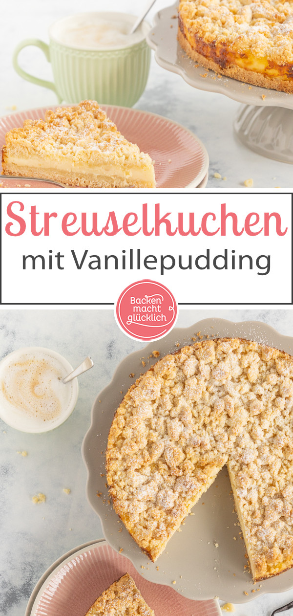 Himmlischer Streuselkuchen mit Pudding. Die perfekte Kombi aus buttrigem Teig und feiner Vanillecreme. Schnell, einfach & so lecker!