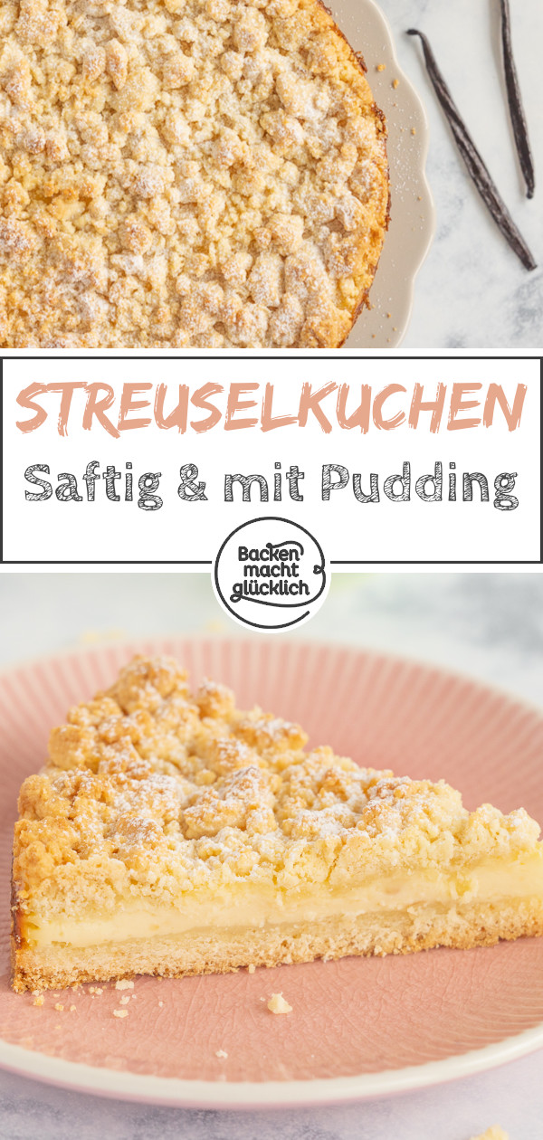 Himmlischer Streuselkuchen mit Pudding. Die perfekte Kombi aus buttrigem Teig und feiner Vanillecreme. Schnell, einfach & so lecker!