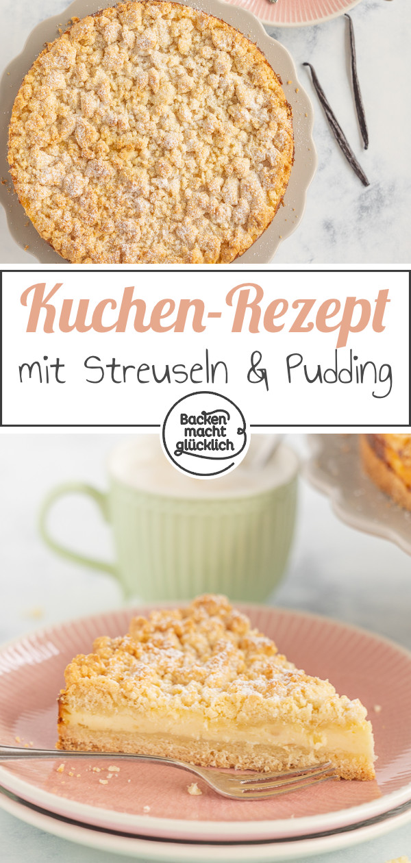 Himmlischer Streuselkuchen mit Pudding. Die perfekte Kombi aus buttrigem Teig und feiner Vanillecreme. Schnell, einfach & so lecker!