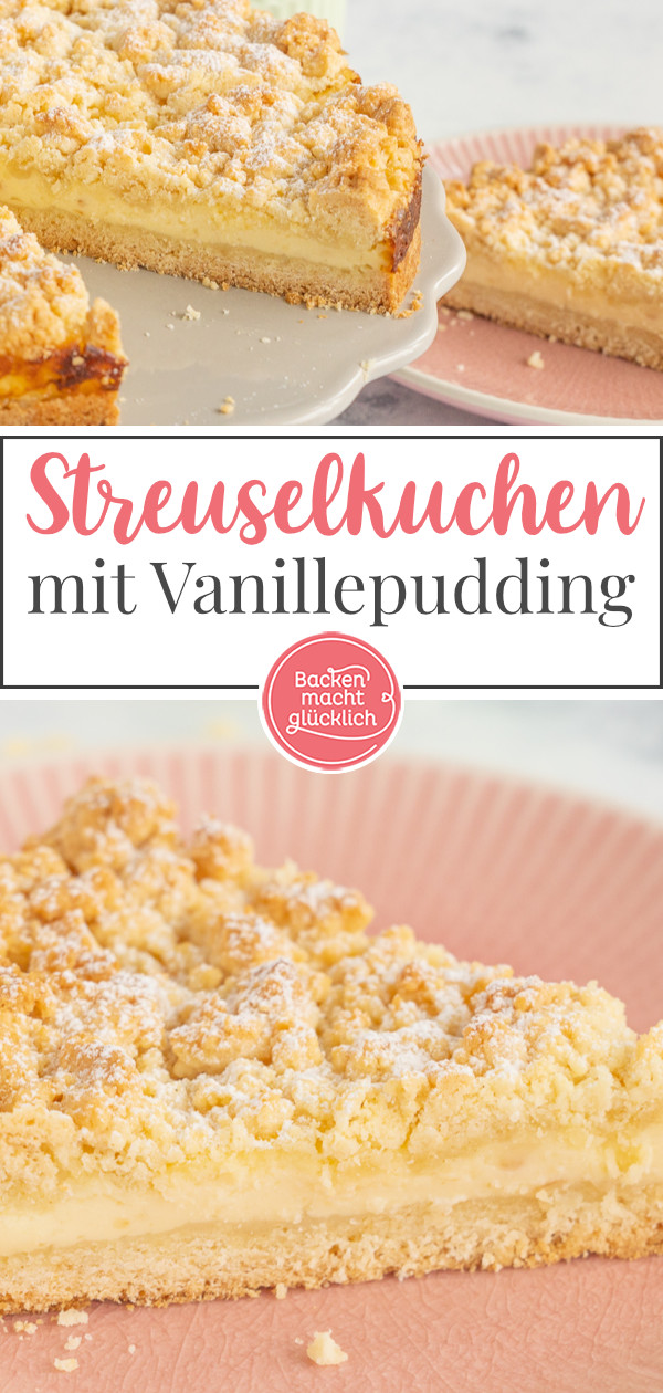 Himmlischer Streuselkuchen mit Pudding. Die perfekte Kombi aus buttrigem Teig und feiner Vanillecreme. Schnell, einfach & so lecker!