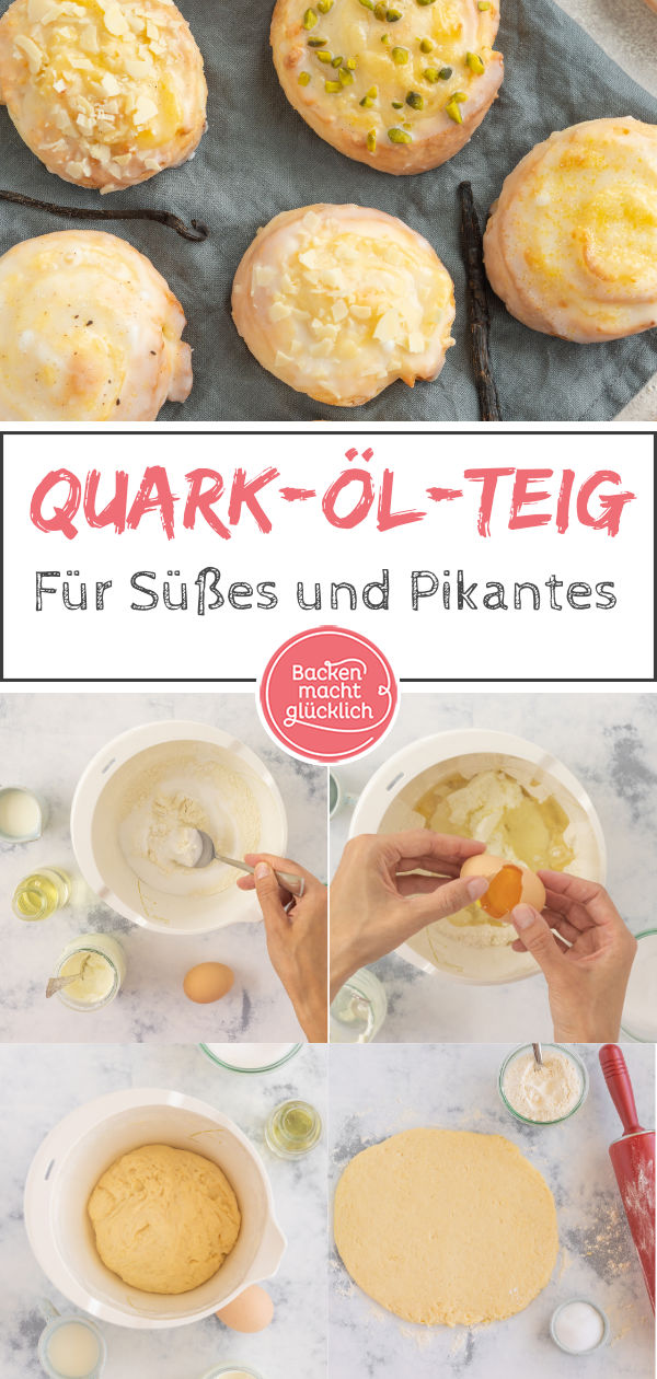 Gelingsicheres Grundrezept für Quark-Öl-Teig mit Schritt-für-Schritt-Anleitung. Für Kuchen, Kleingebäck & Pikantes ► Jetzt nachbacken!